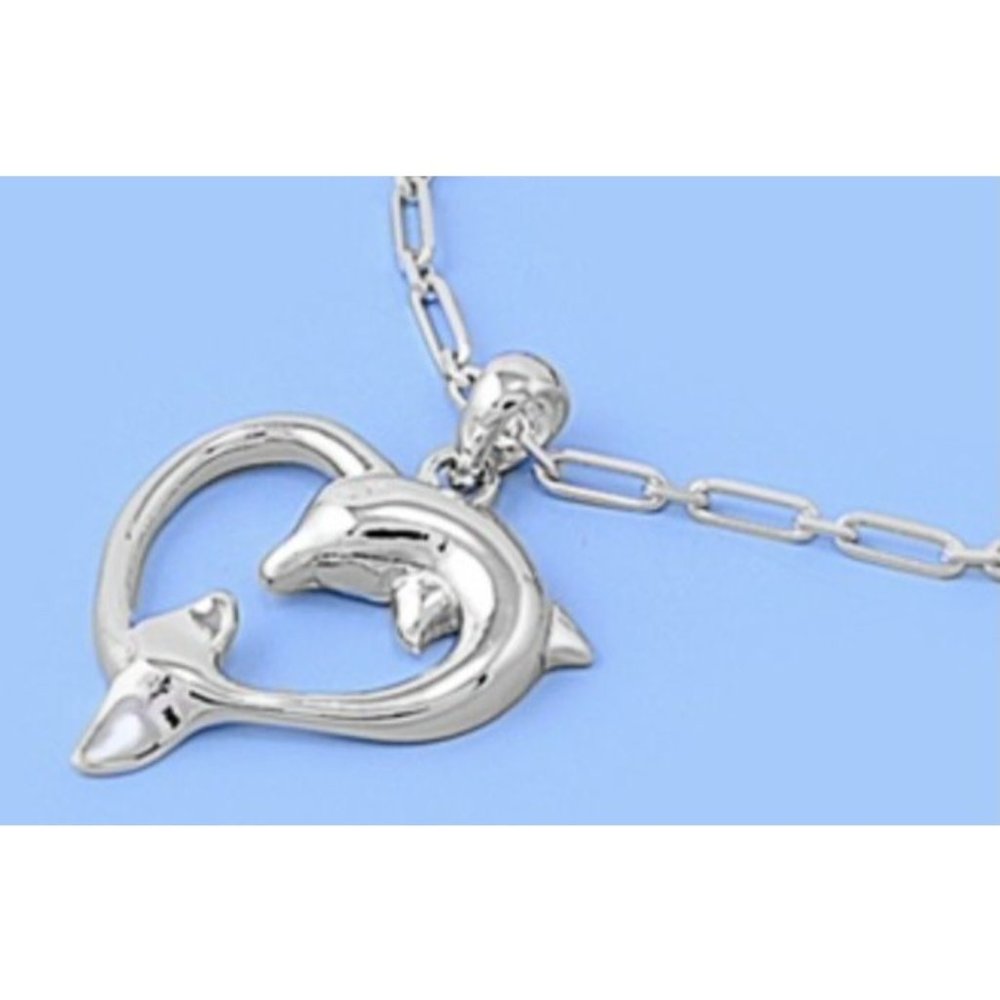 Silver Heart & Dolphin Necklace